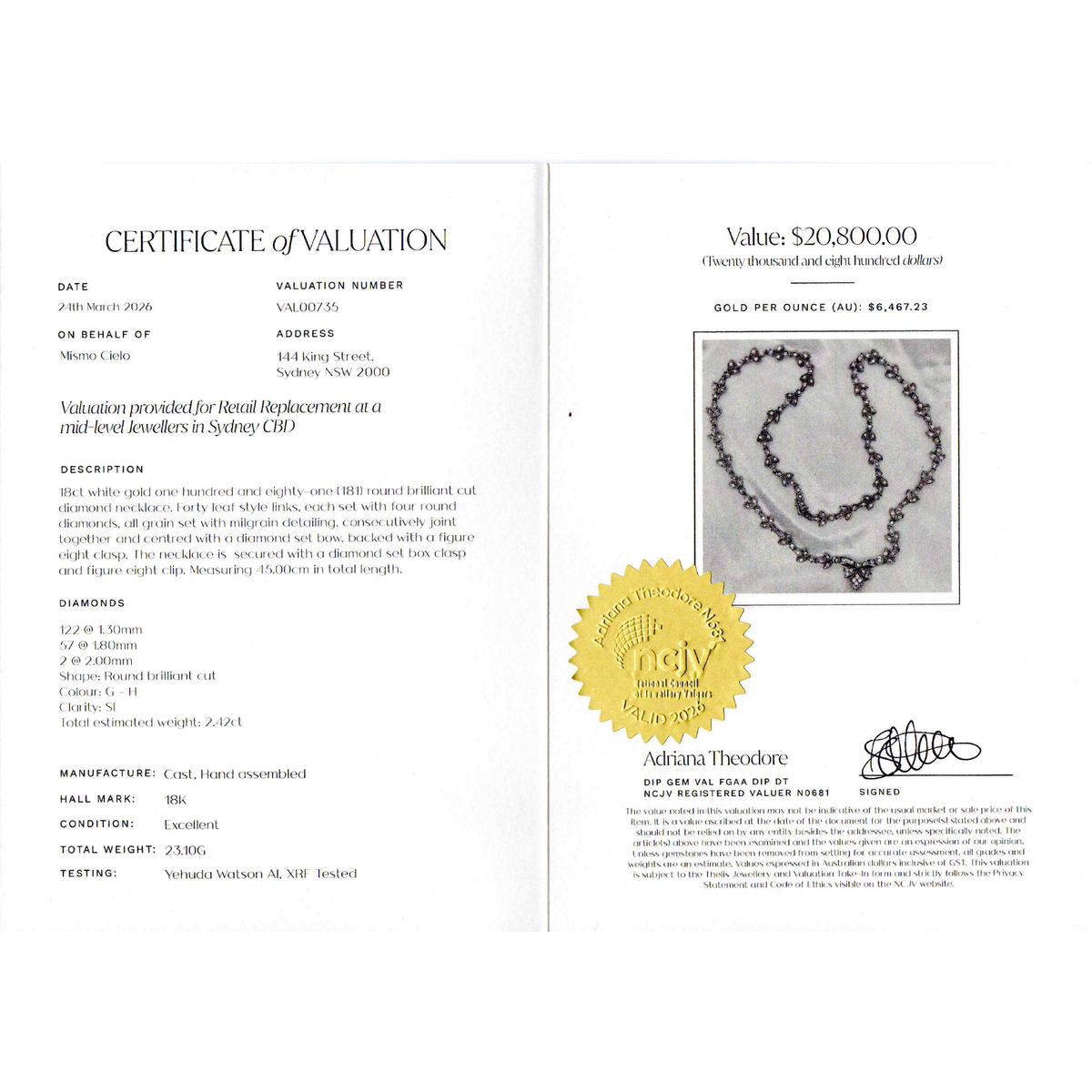 White Gold 23.1g and Diamond Necklace