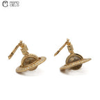 Christal Orb Rhinestone Gold Earrings