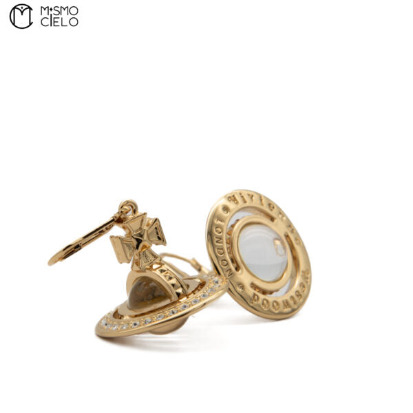 Christal Orb Rhinestone Gold Earrings