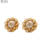 Pearl and Chain Border Clip-on Earrings