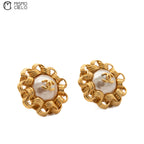 Pearl and Chain Border Clip-on Earrings