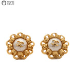 Pearl and Chain Border Clip-on Earrings