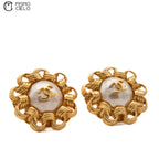 Pearl and Chain Border Clip-on Earrings
