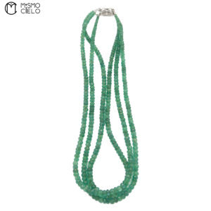 Silver and Emerald Beaded Necklace
