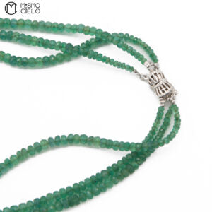 Silver and Emerald Beaded Necklace