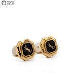 Black and Gold YSL Logo Clip-on Earrings