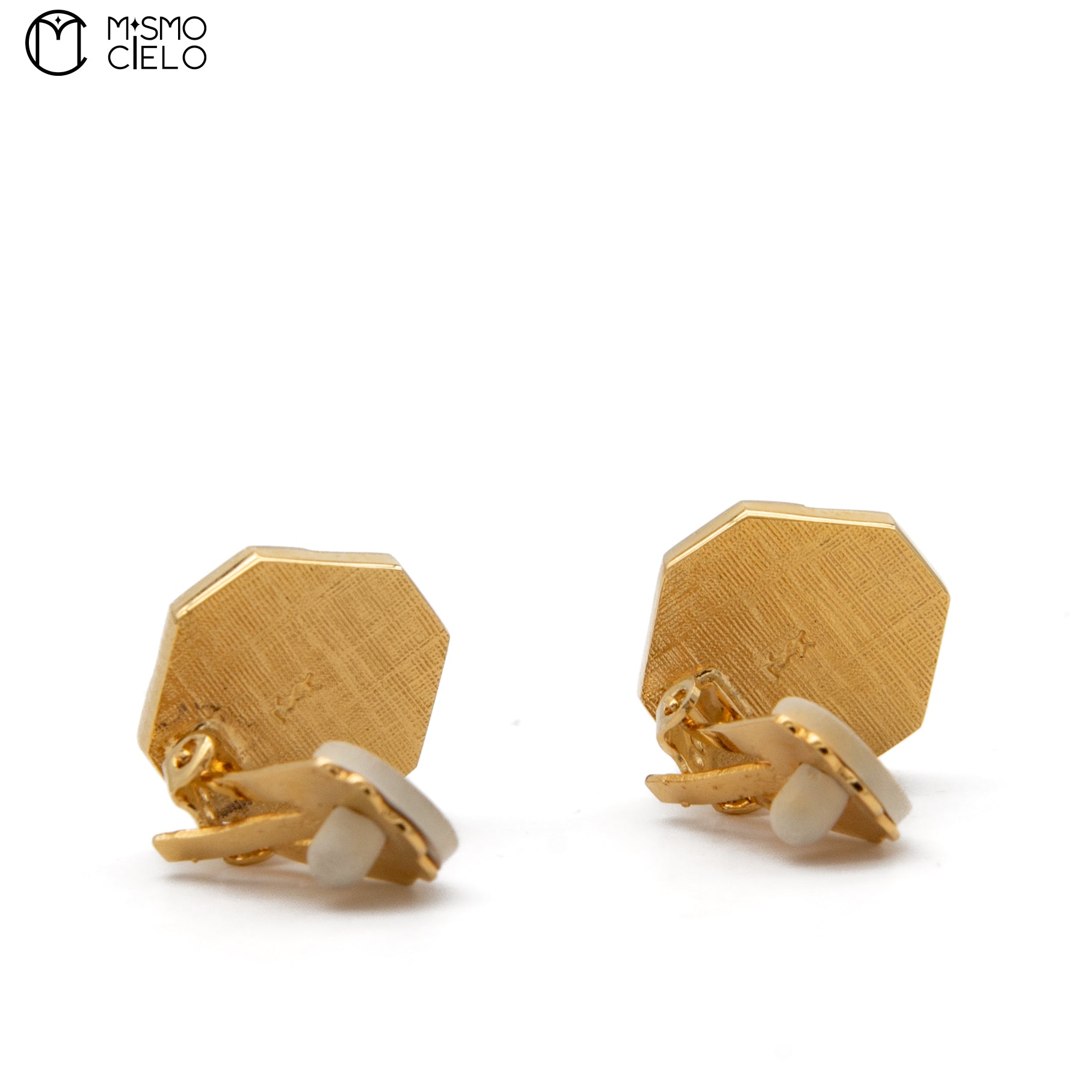 Black and Gold YSL Logo Clip-on Earrings