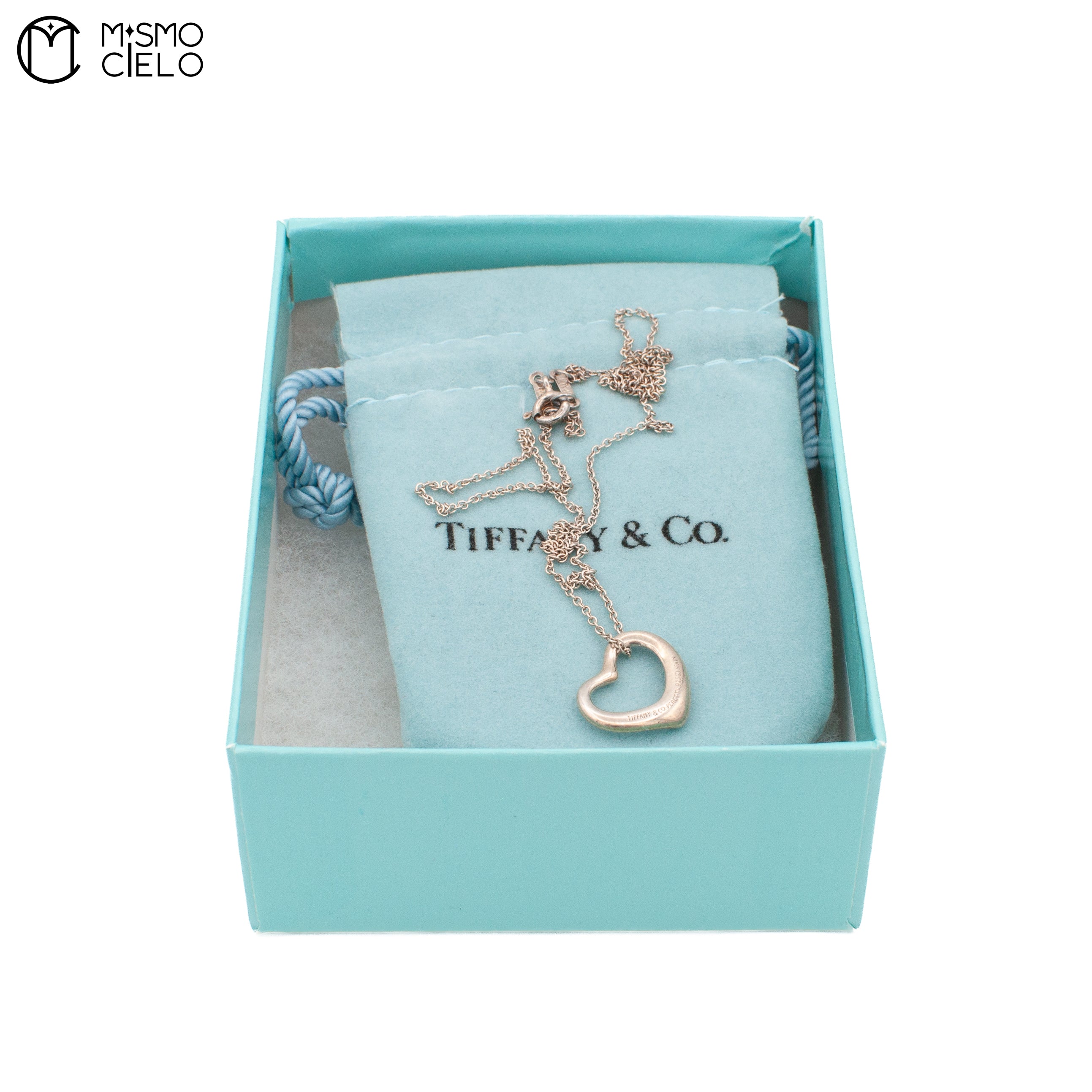 TIFFANY Silver Open Heart Necklace 40cm * ^