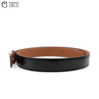 HERMES Silver H Belt  J Series, Black/ Brown Size 90 *