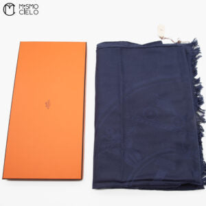 New Libris Stole Cashmere X Silk Navy Scarf