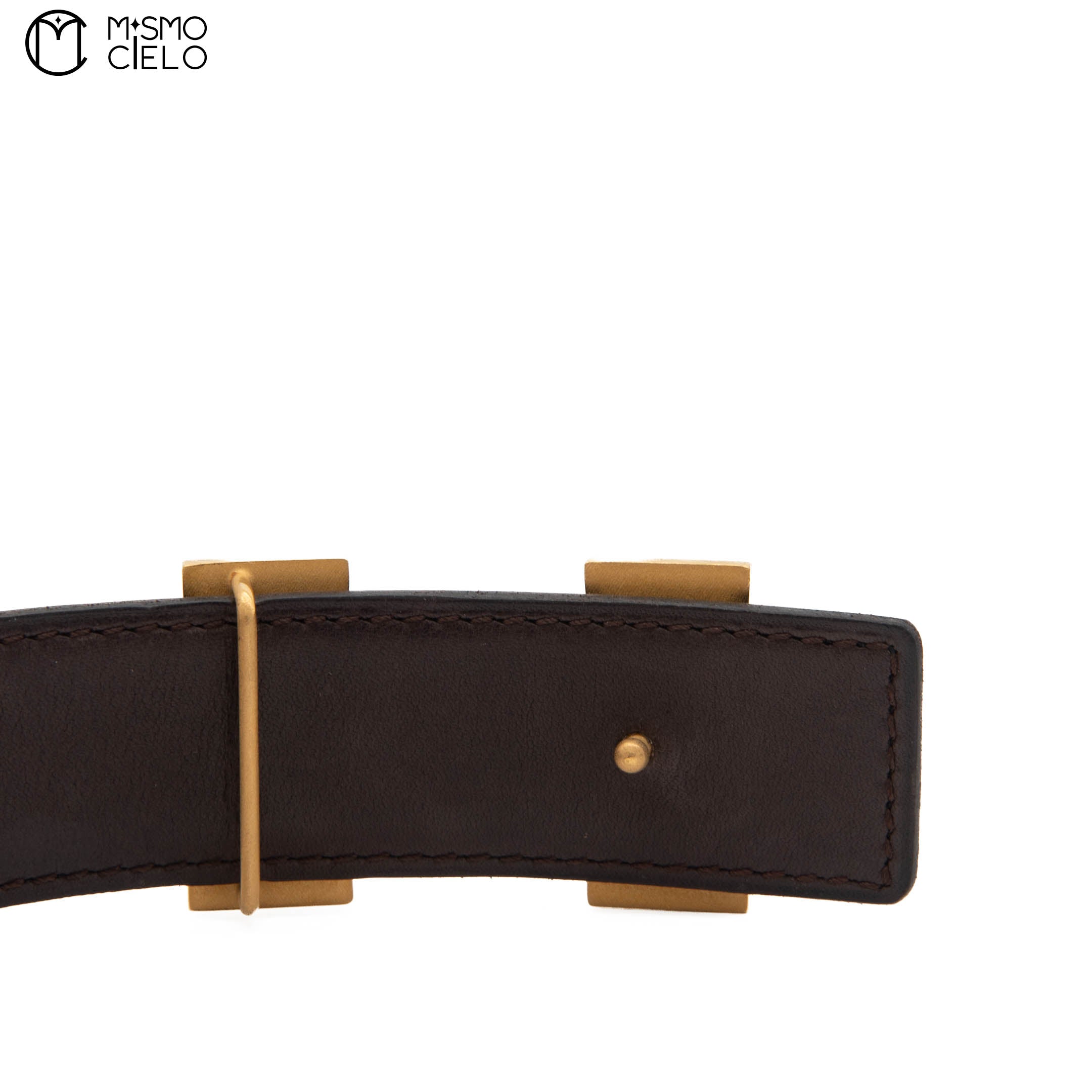 Constance H Shiny Gold Buckle Reversible Belt Black/ Dark Brown Size 75cm*