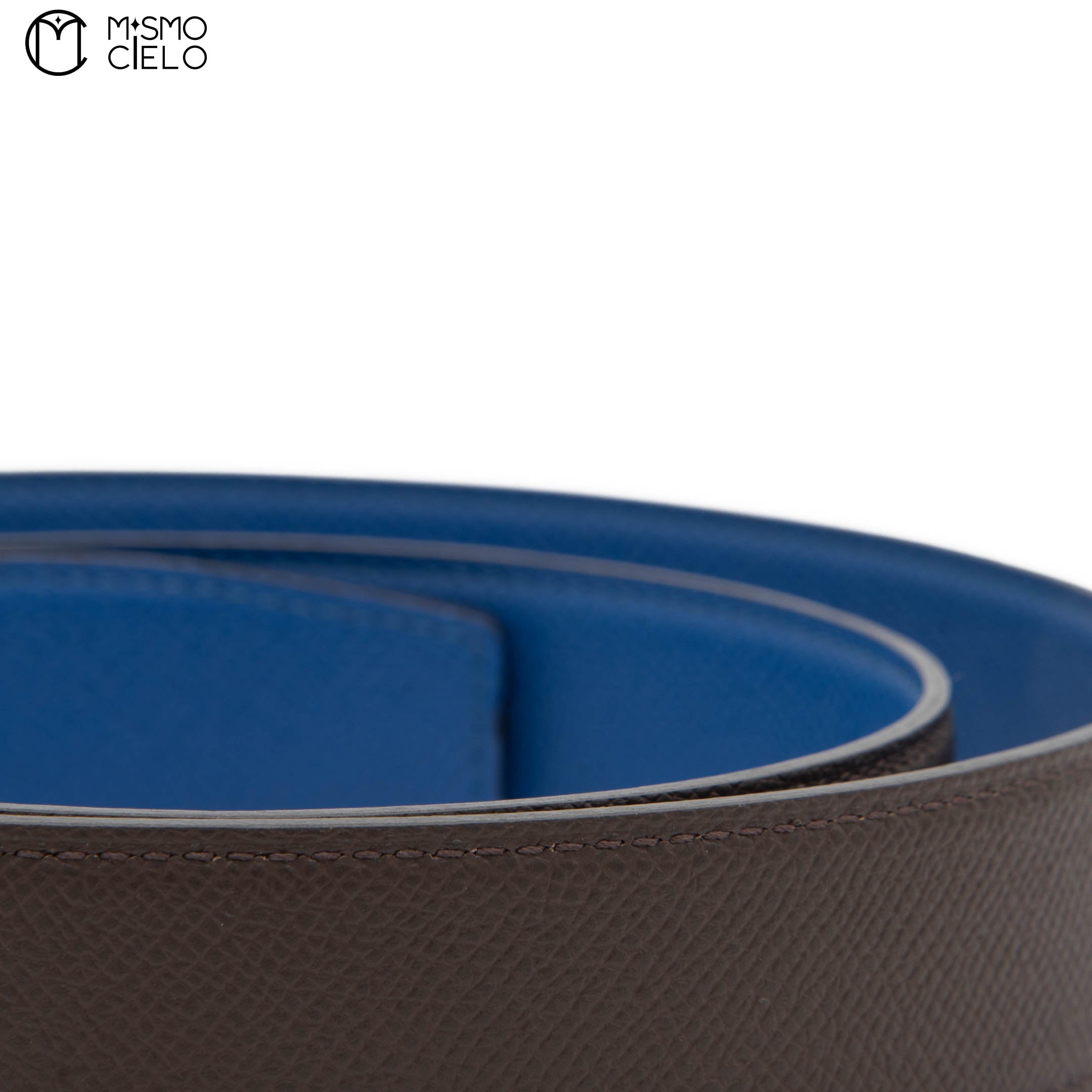Constance H Brushed Gold Plated Buckle Reversible Belt Brown/Bleu 99cm*