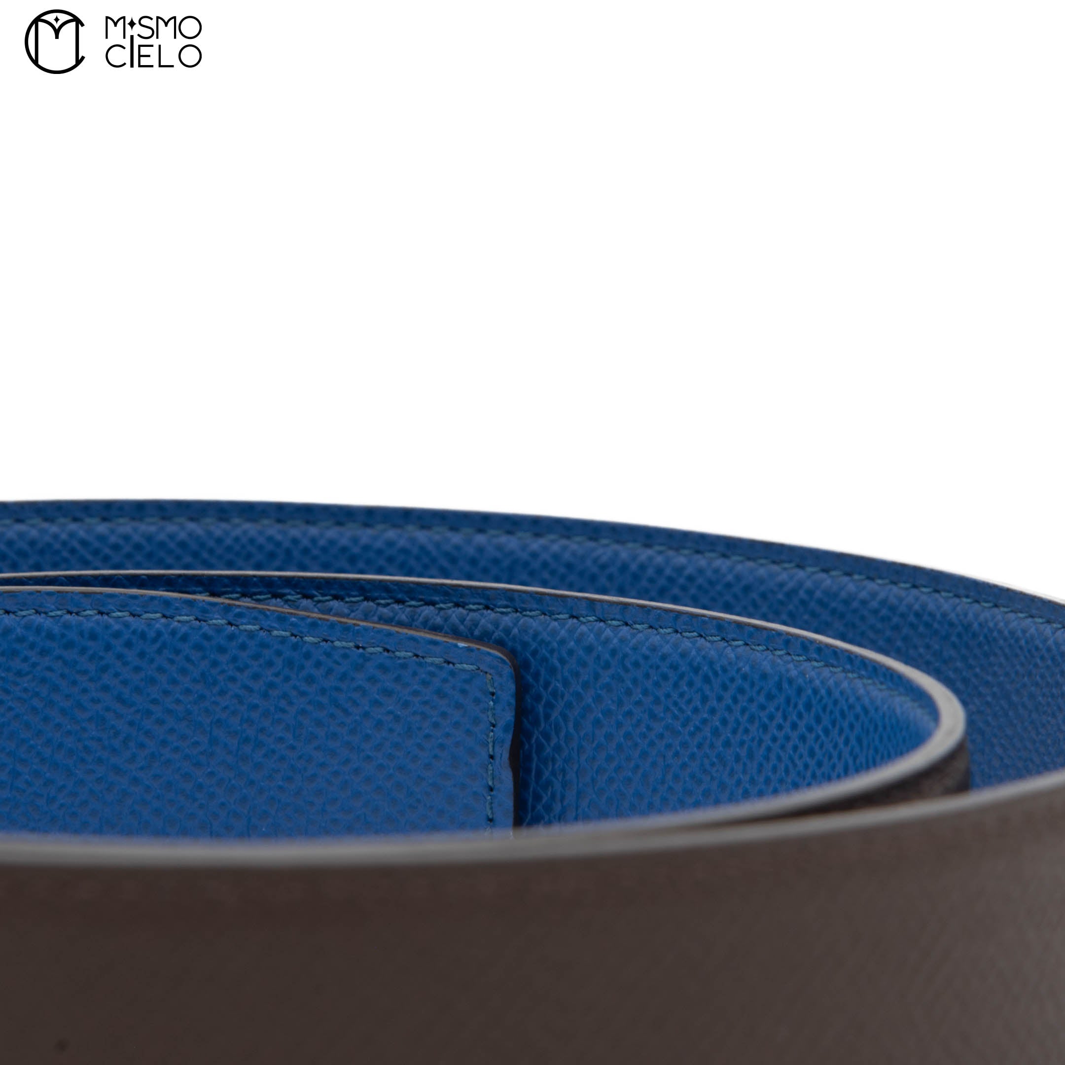 Constance H Brushed Gold Plated Buckle Reversible Belt Brown/Bleu 99cm*