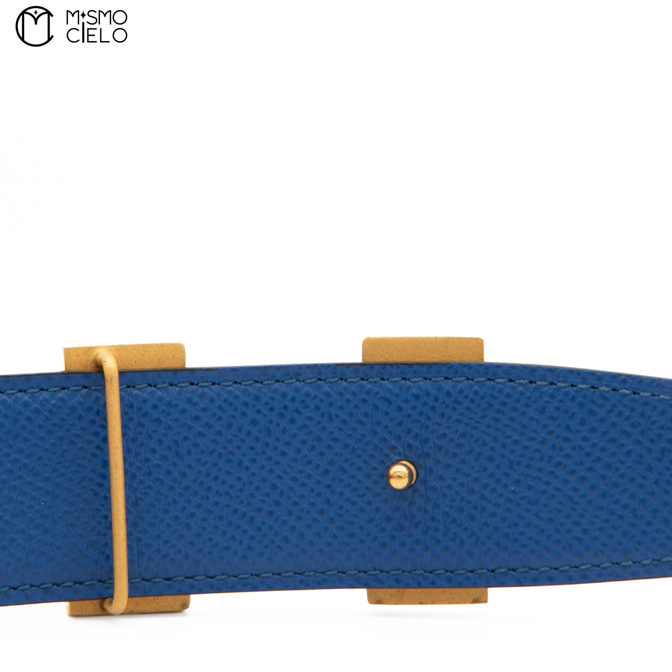 Constance H Brushed Gold Plated Buckle Reversible Belt Brown/Bleu 99cm*