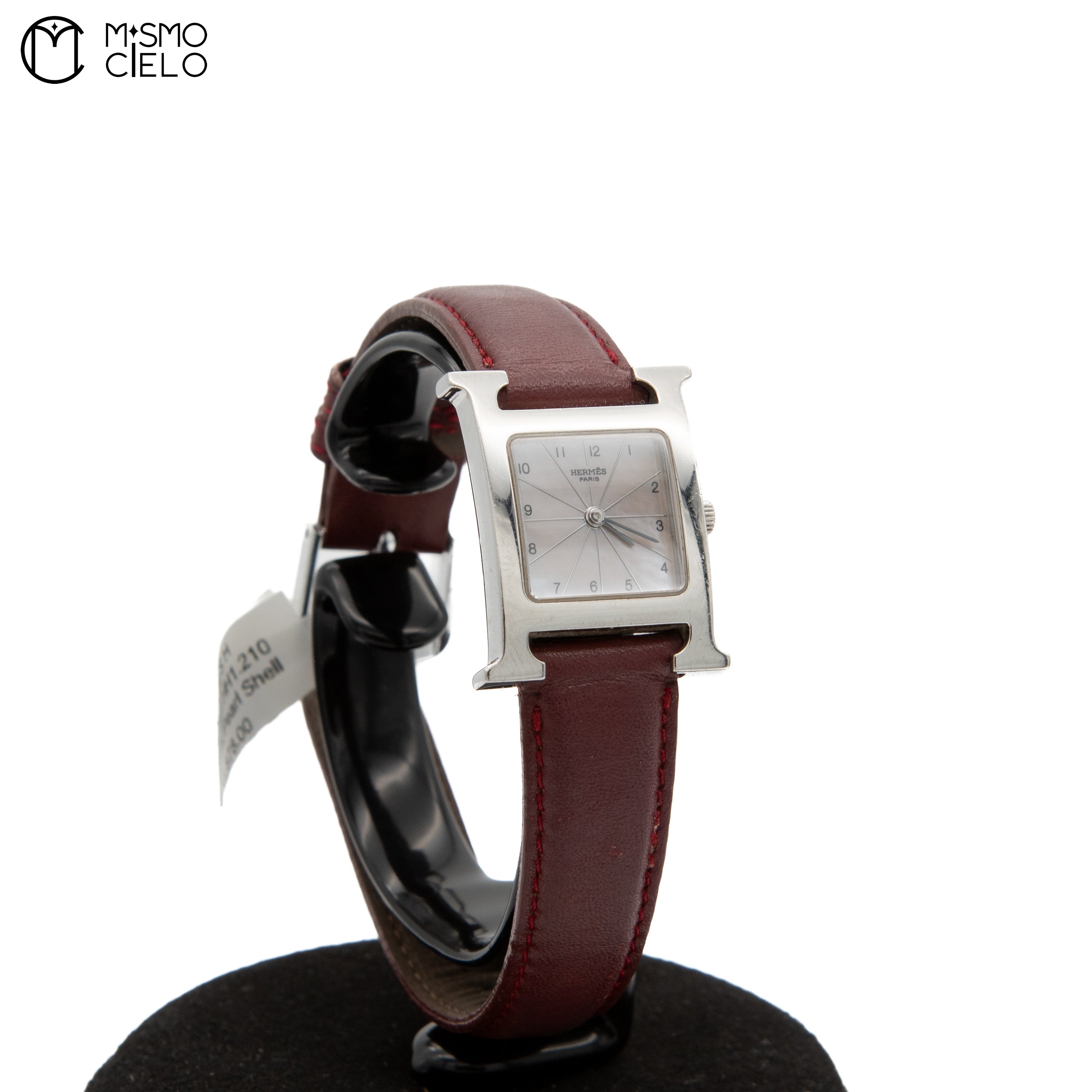 H Watch Pink Pearl Shell Dial Leather Belt Watch