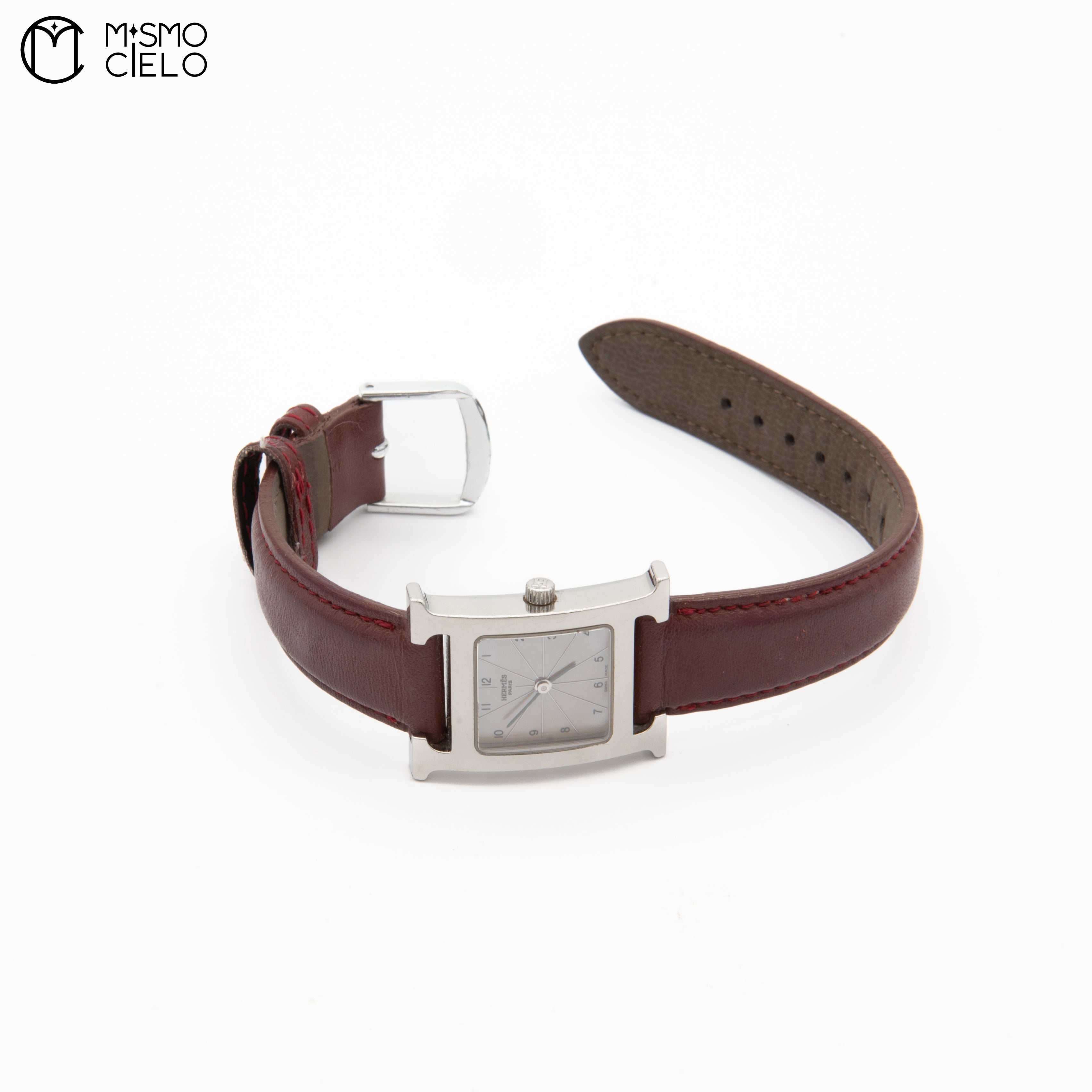 H Watch Pink Pearl Shell Dial Leather Belt Watch