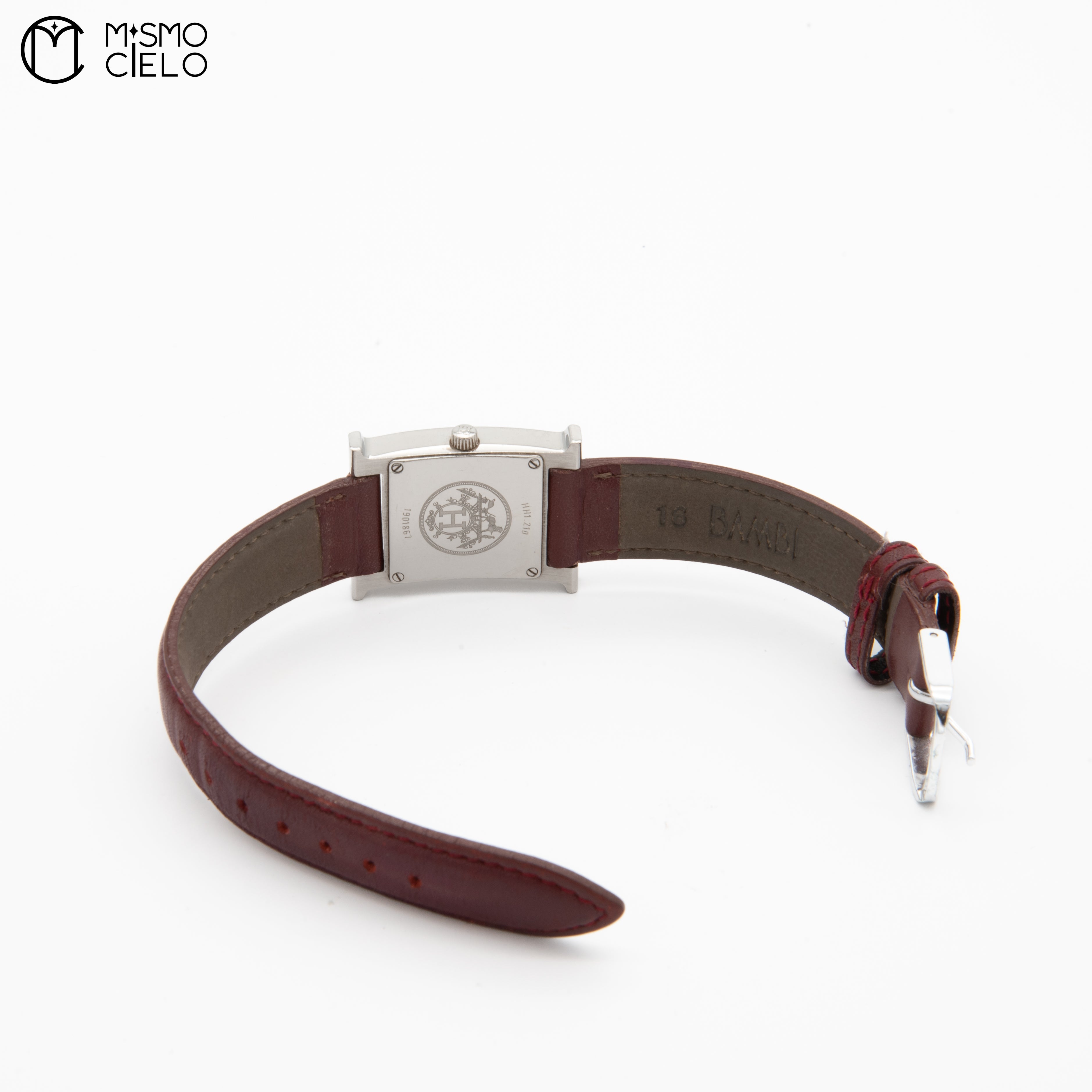 H Watch Pink Pearl Shell Dial Leather Belt Watch