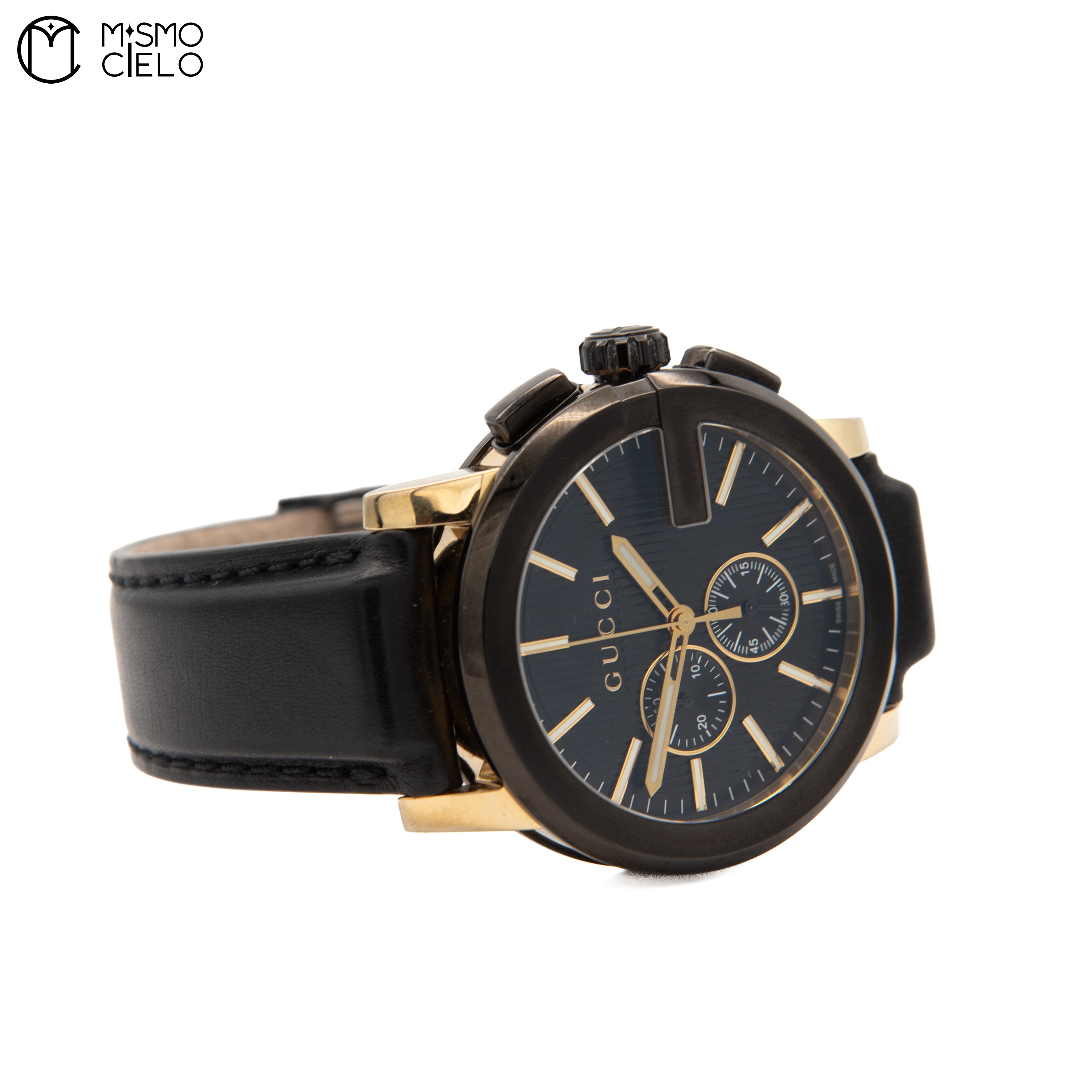 GUCCI  G- Chrono QZ Black & Gold Belt Watch