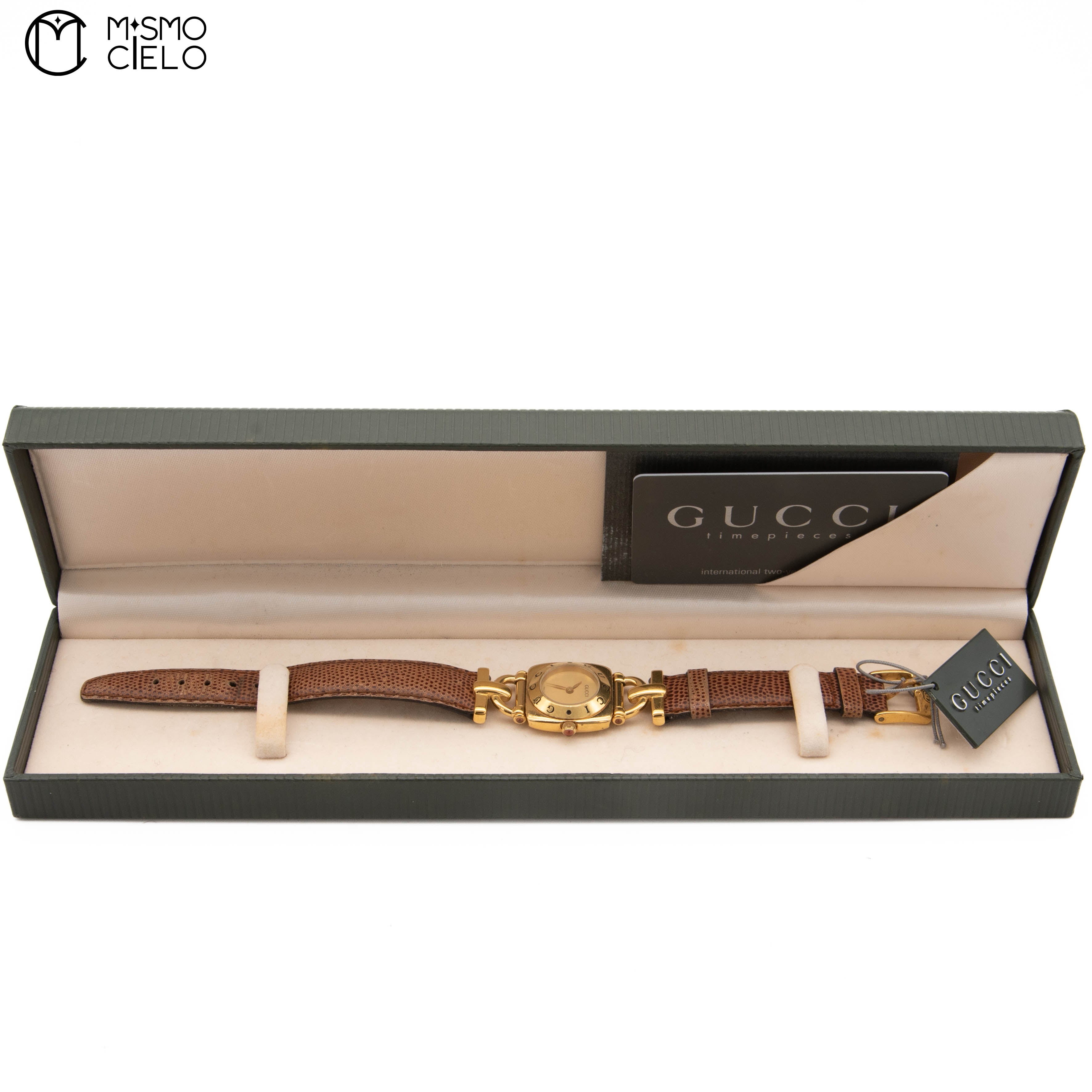 GUCCI 6300L Horsebit Gold Dial Watch *
