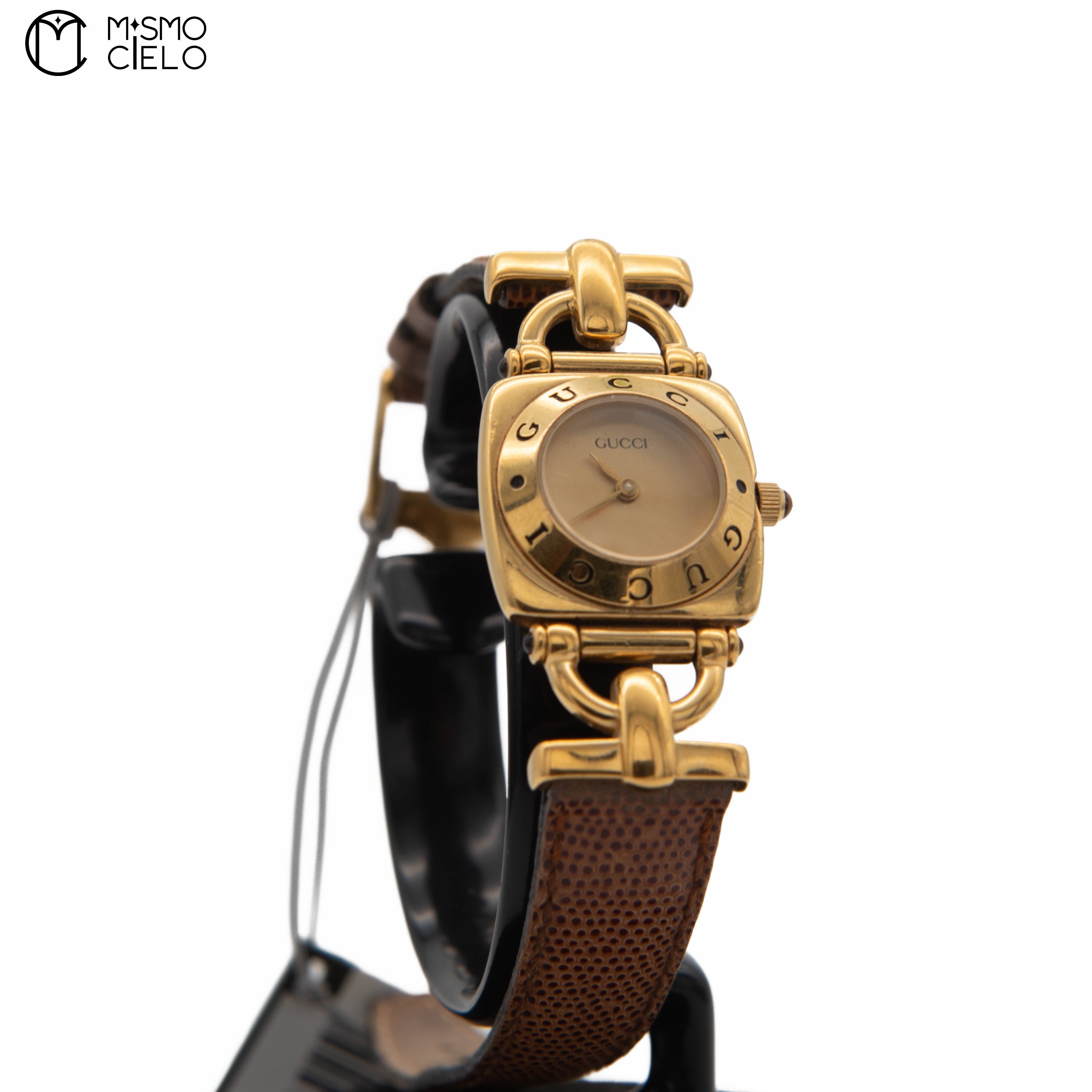 GUCCI 6300L Horsebit Gold Dial Watch *