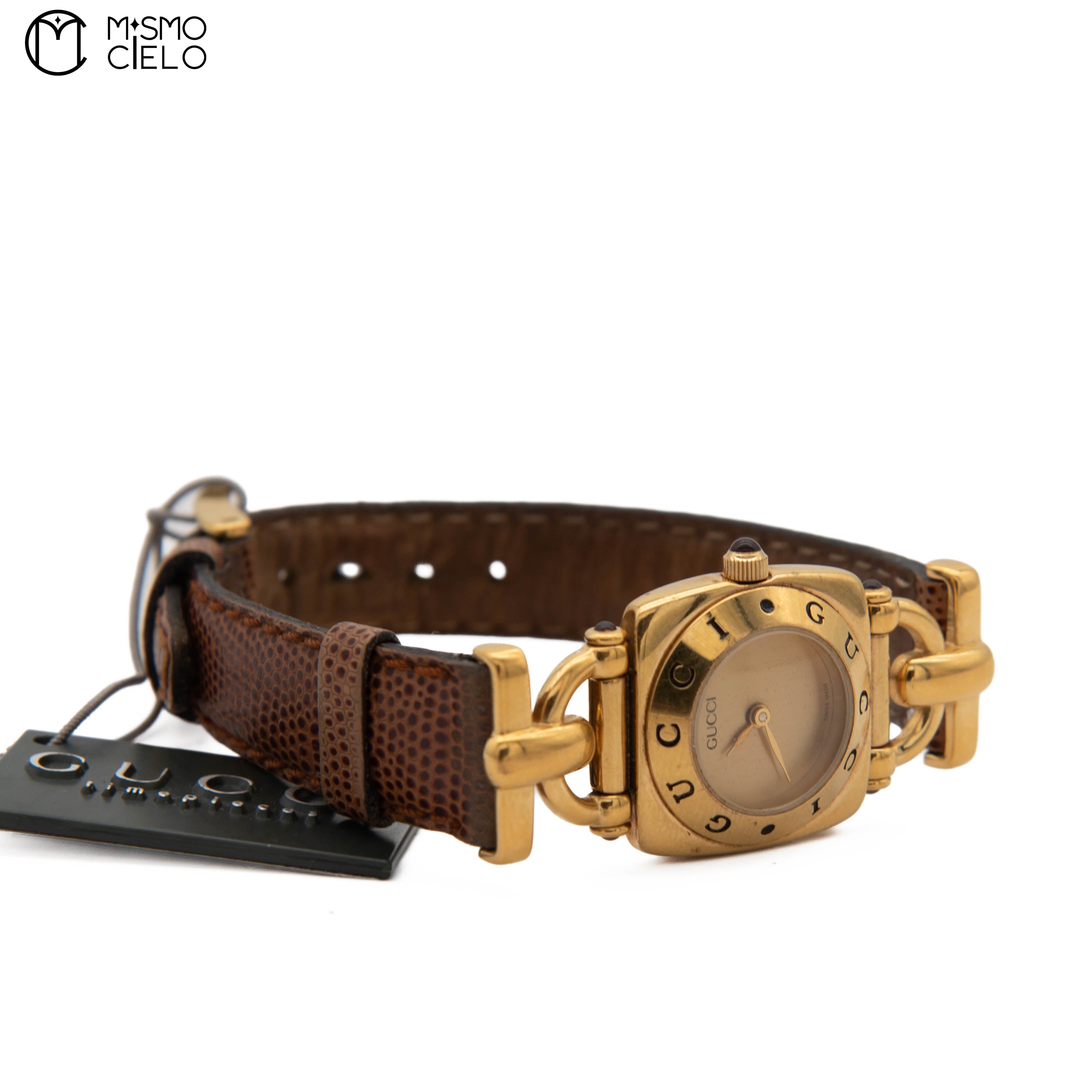 GUCCI 6300L Horsebit Gold Dial Watch *