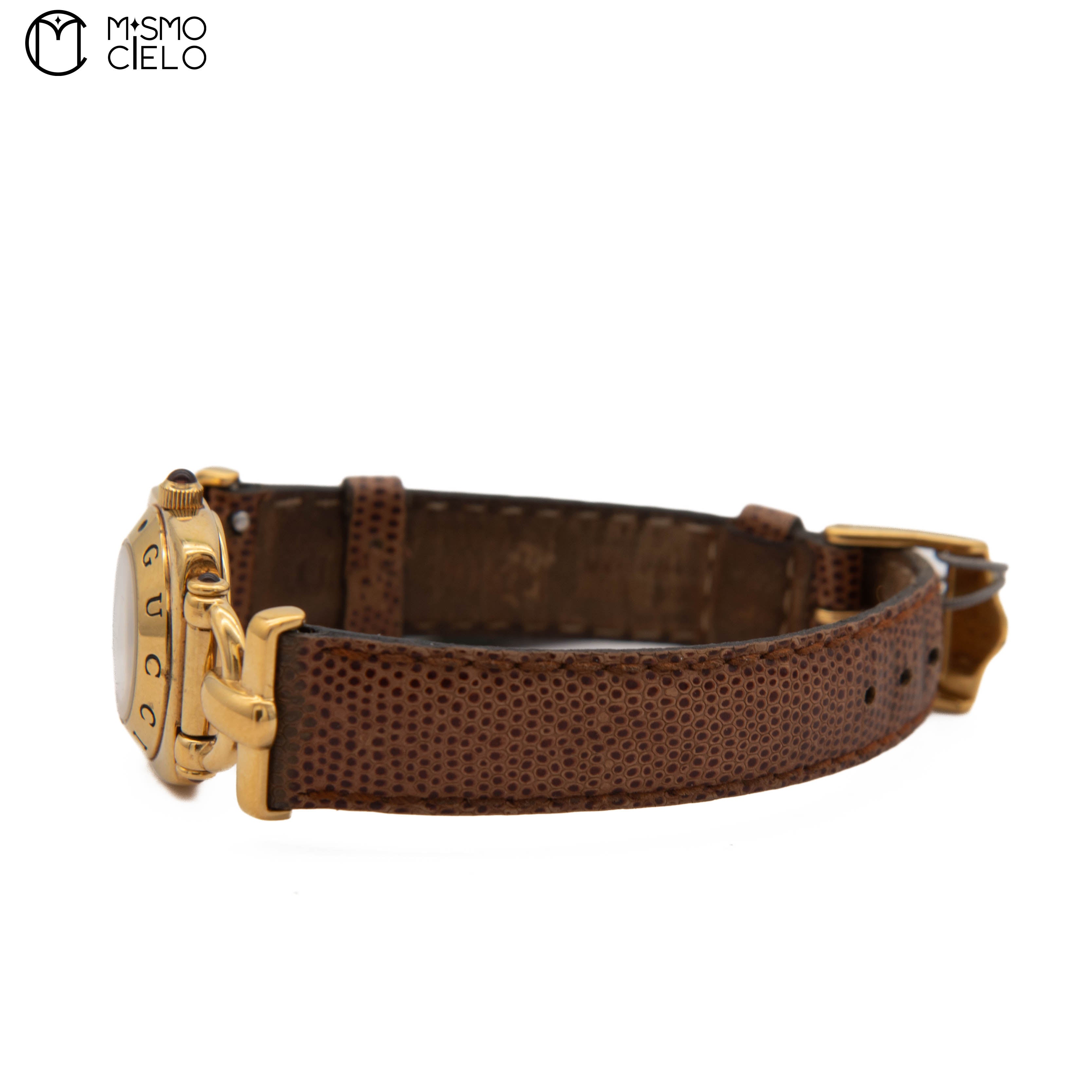 GUCCI 6300L Horsebit Gold Dial Watch *