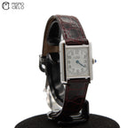 Silver Tank with Leather Strap Watch