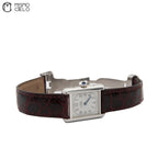 Silver Tank with Leather Strap Watch