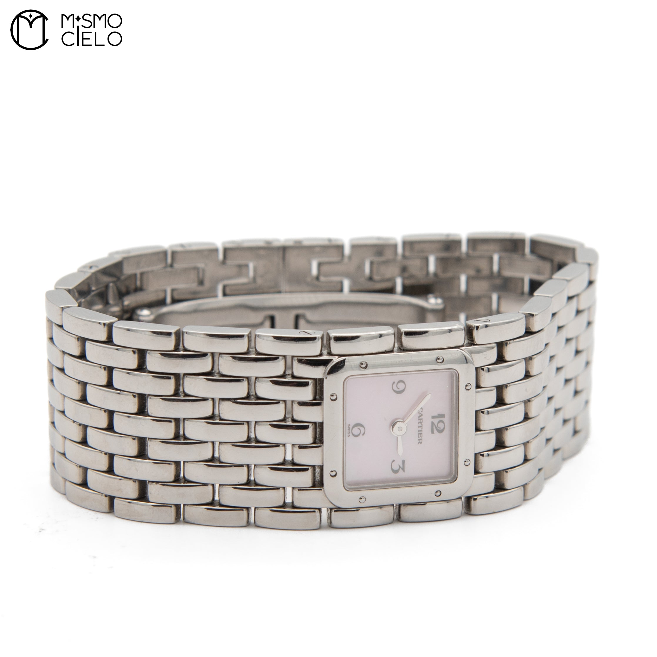 CARTIER 2420 Panthere Ryuban Pink Shell Pearl Dial Watch