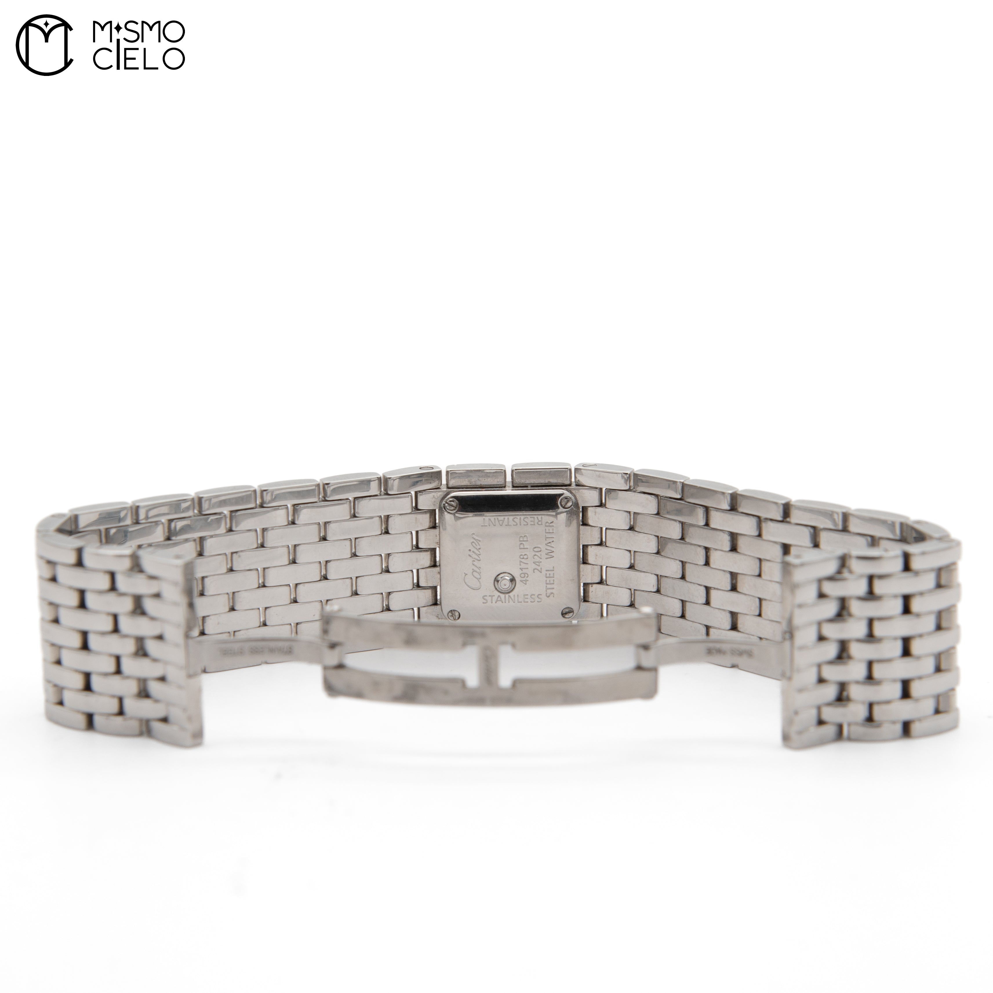 CARTIER 2420 Panthere Ryuban Pink Shell Pearl Dial Watch