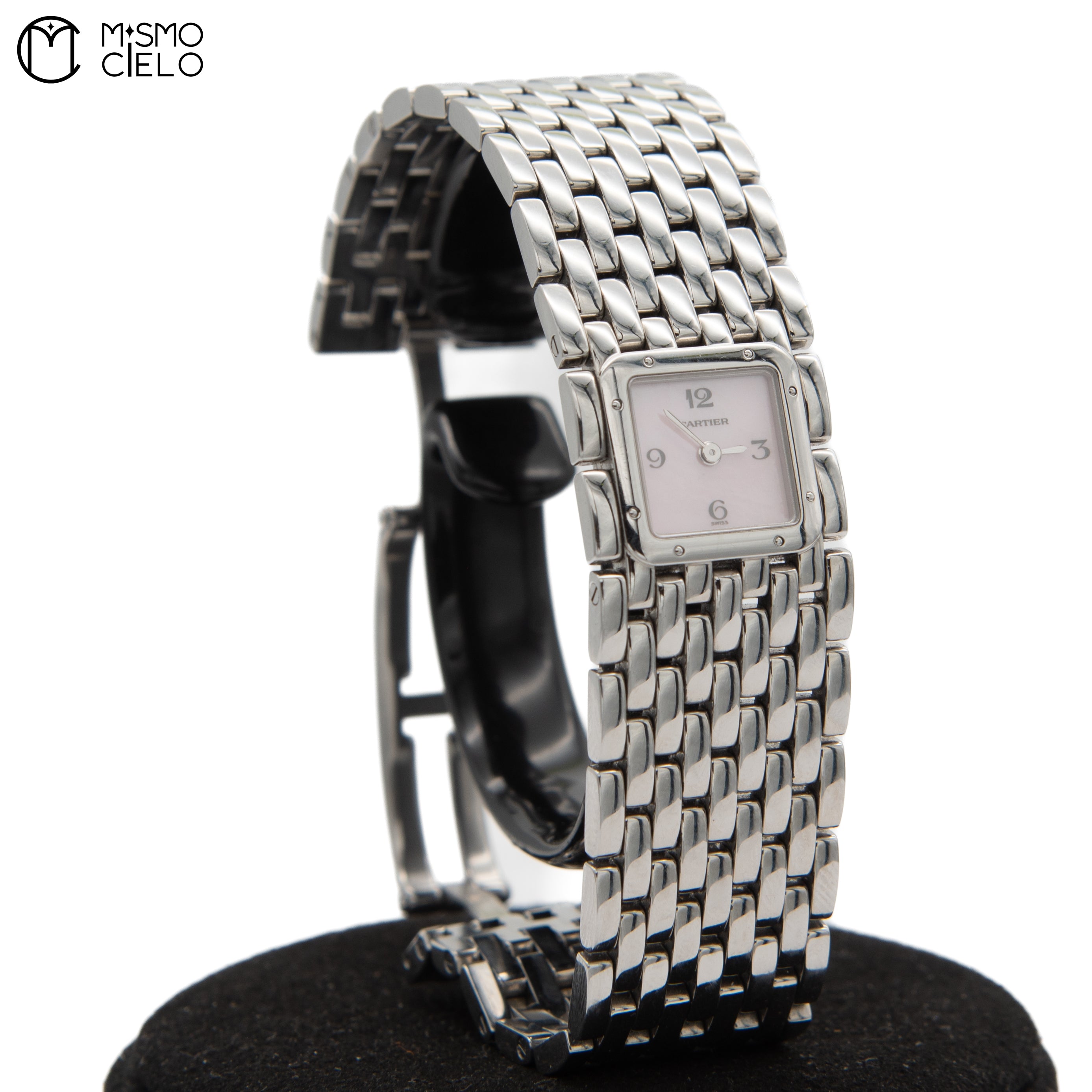 CARTIER 2420 Panthere Ryuban Pink Shell Pearl Dial Watch