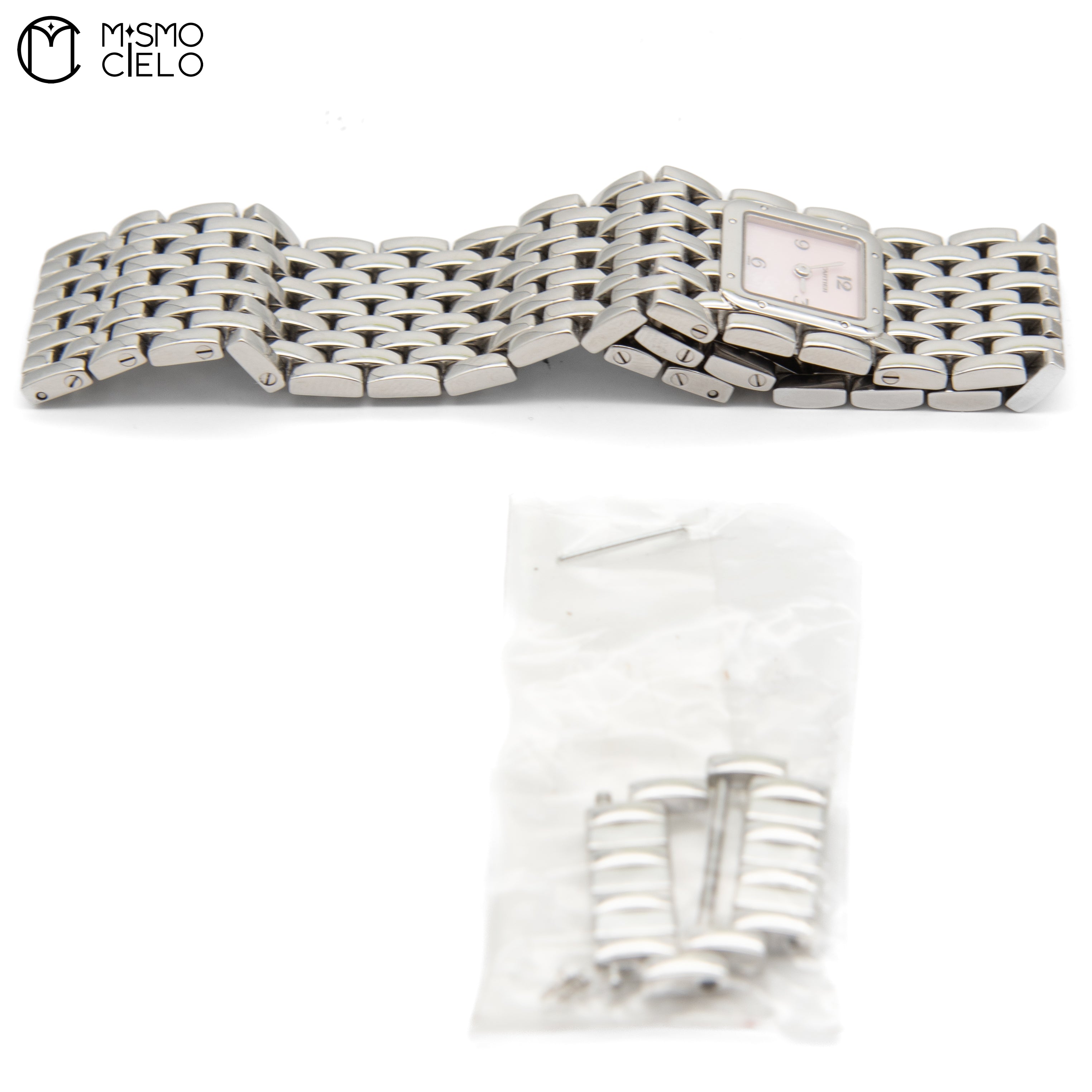 CARTIER 2420 Panthere Ryuban Pink Shell Pearl Dial Watch