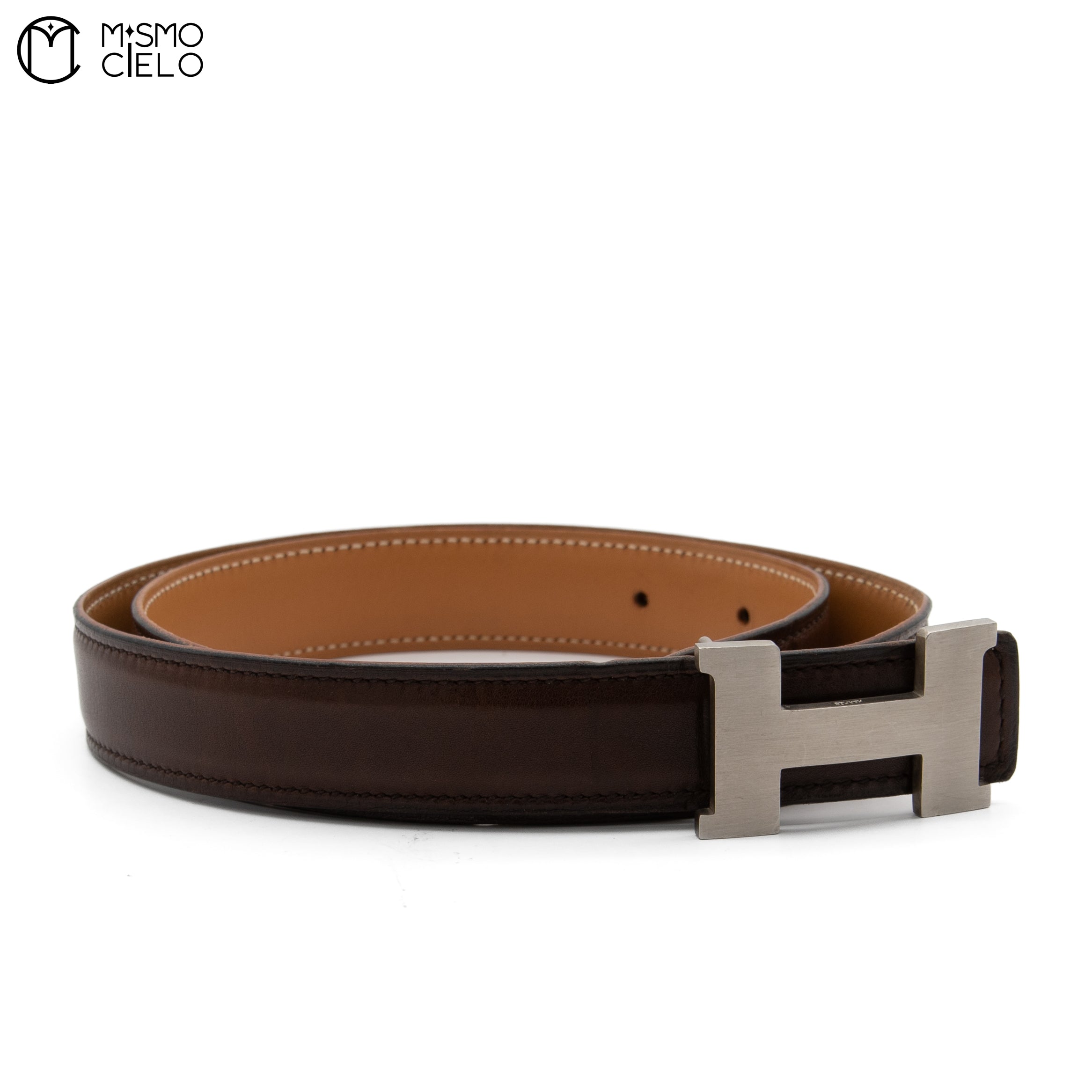 HERMES Silver H Constance leather Belt D Engraved 85 cm*