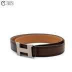 HERMES Silver H Constance leather Belt D Engraved 85 cm*