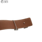 HERMES Silver Constance H Belt Black and Brown K Engraved 115 cm *