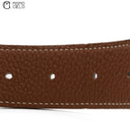 HERMES Silver Constance H Belt Black and Brown K Engraved 115 cm *