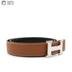 HERMES Silver Constance H Belt  Brown and Black 95