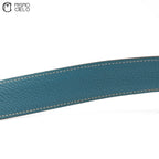 Gold H Belt leather G Engraved Black/blue