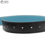 Gold H Belt leather G Engraved Black/blue