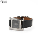 Black Dial Black Leather Belt Watch