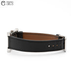 Black Dial Black Leather Belt Watch