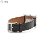 Black Dial Black Leather Belt Watch
