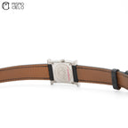 Black Dial Black Leather Belt Watch