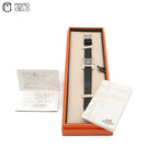 Black Dial Black Leather Belt Watch