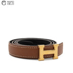 Mini Gold H Constance leather Belt Z Engraved