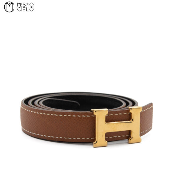 Mini Gold H Constance leather Belt Z Engraved