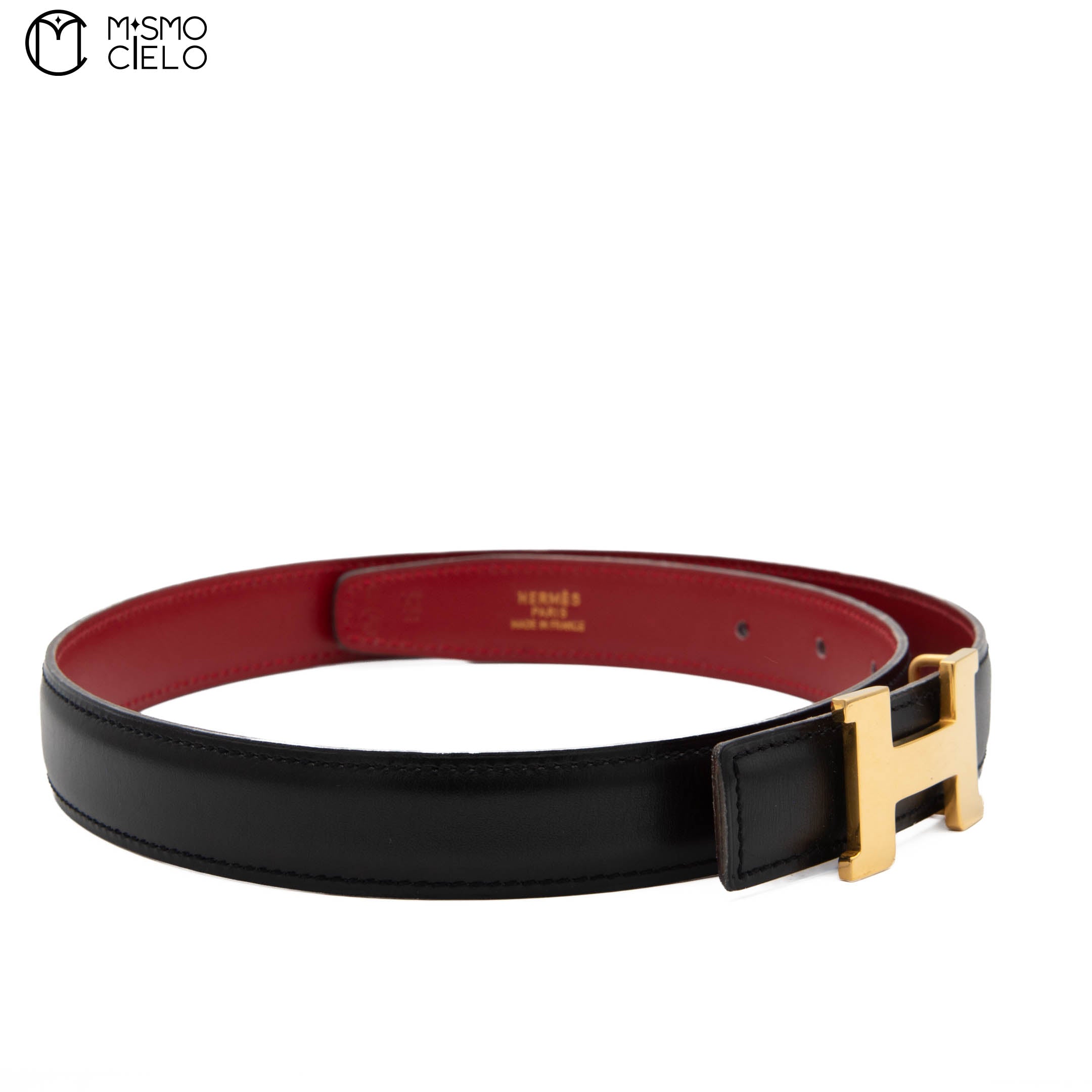 HERMES Gold H Constance leather Belt OW Engraved 80 cm*