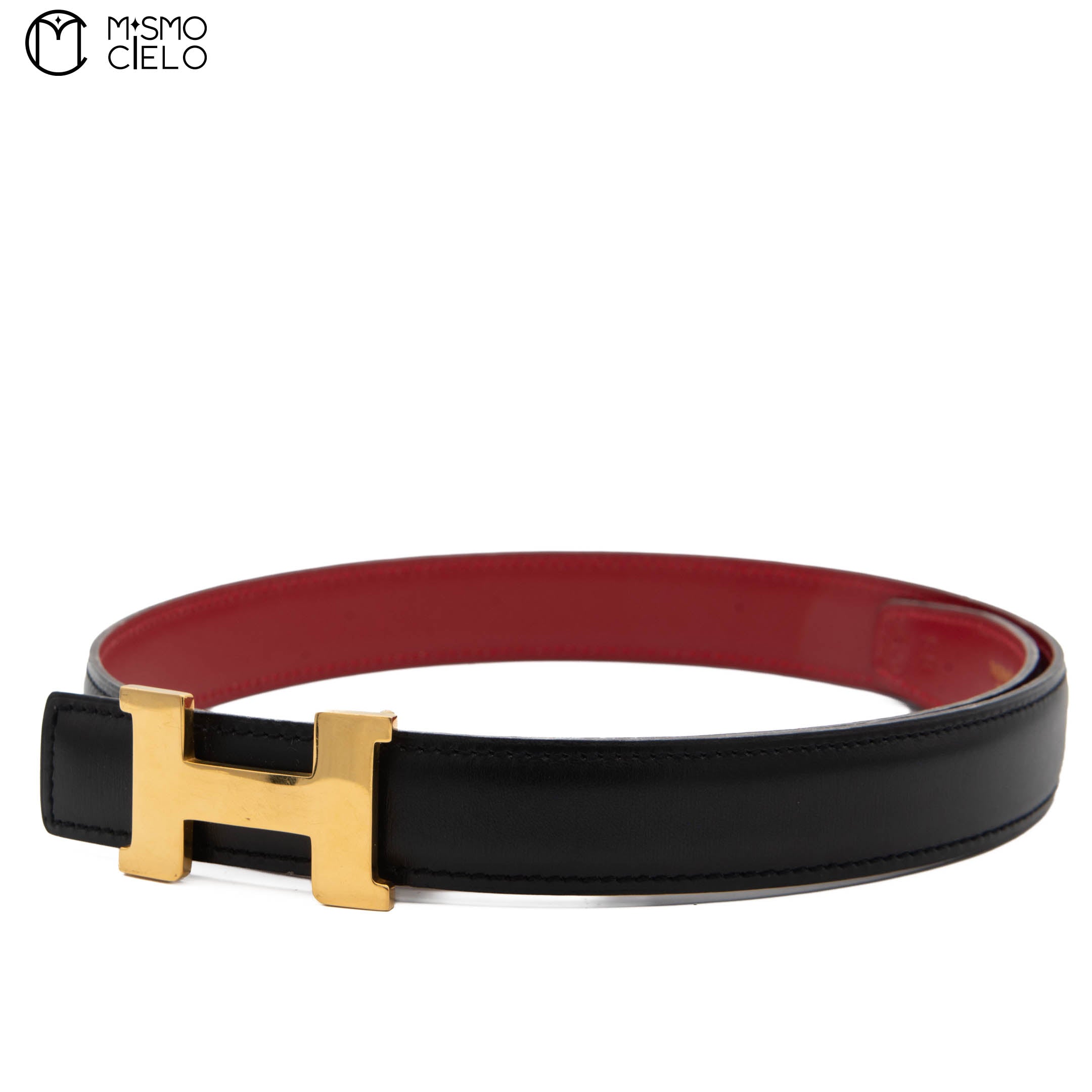 HERMES Gold H Constance leather Belt OW Engraved 80 cm*