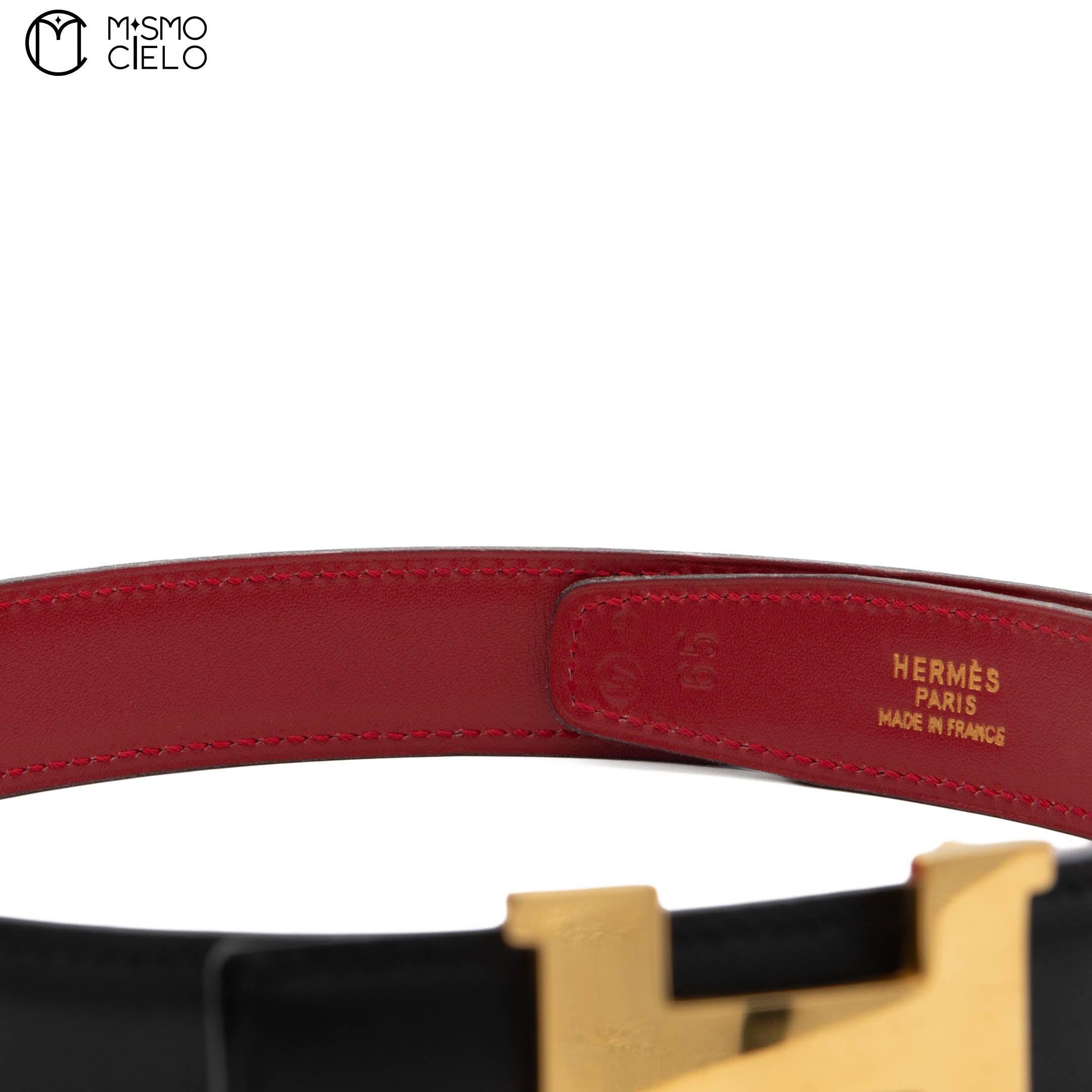 HERMES Gold H Constance leather Belt OW Engraved 80 cm*