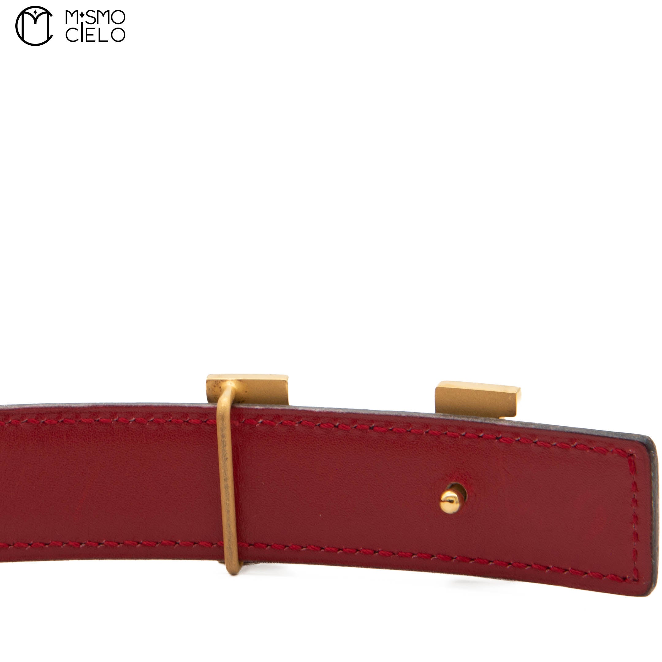 HERMES Gold H Constance leather Belt OW Engraved 80 cm*